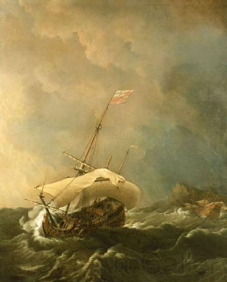 Willem Van de Velde The Younger An English Ship in a Gale Trying to Claw off a Lee Shore France oil painting art
